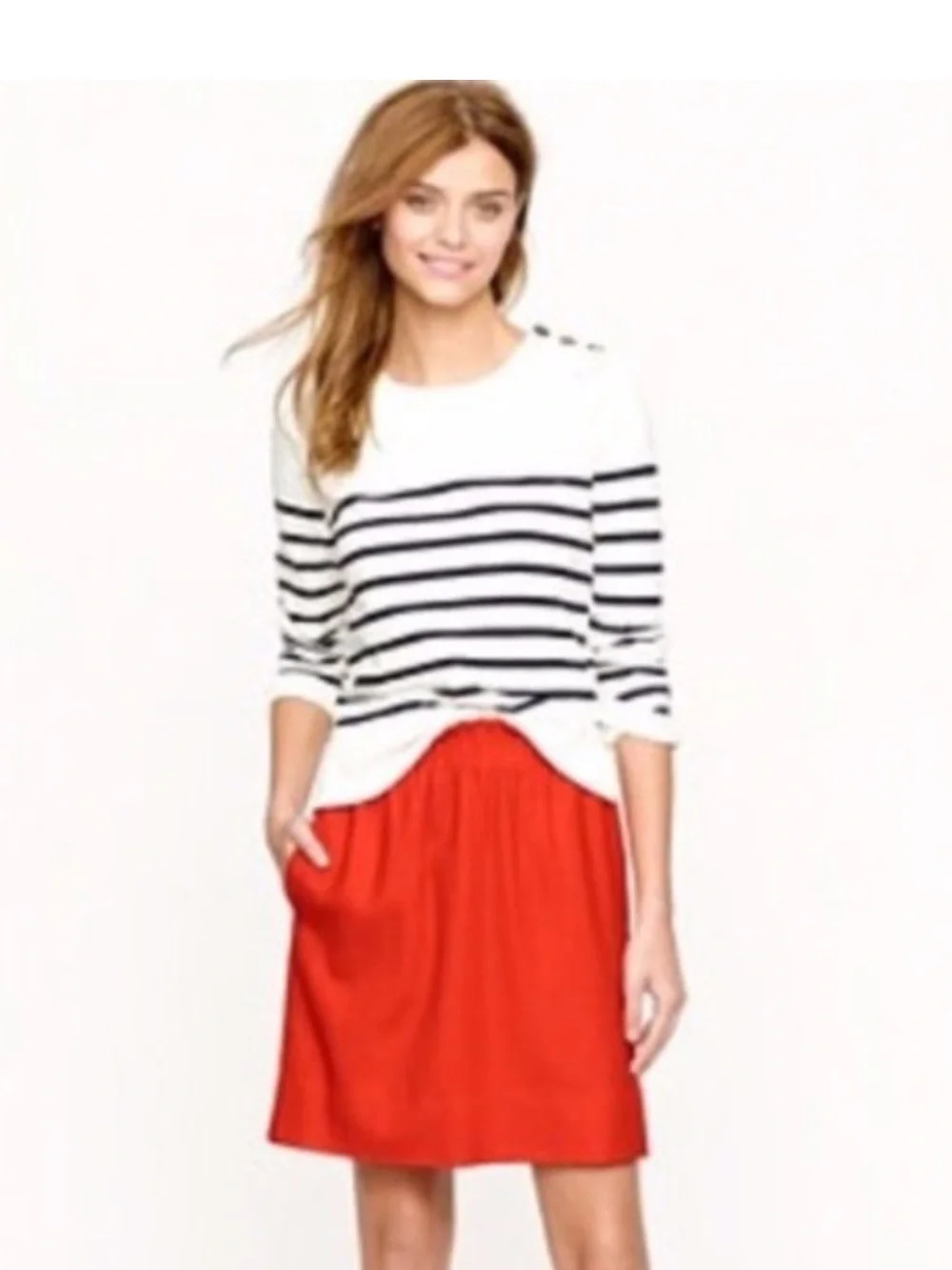 J Crew Skirt womens size 00 Classic Red Elastic Waist Mini Wool Blend Sidewalk